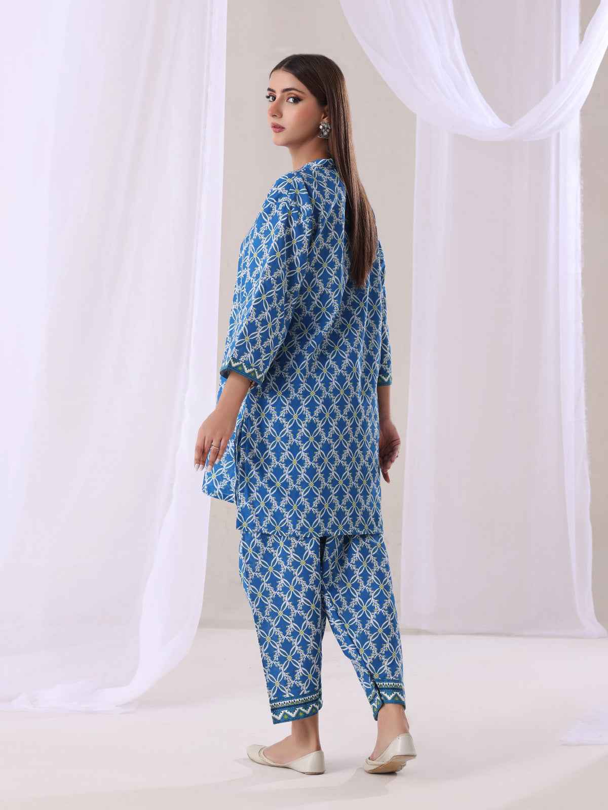 2Pc Printed Pret Shirt Trouser Lawn Blue - OW2P-2505052
