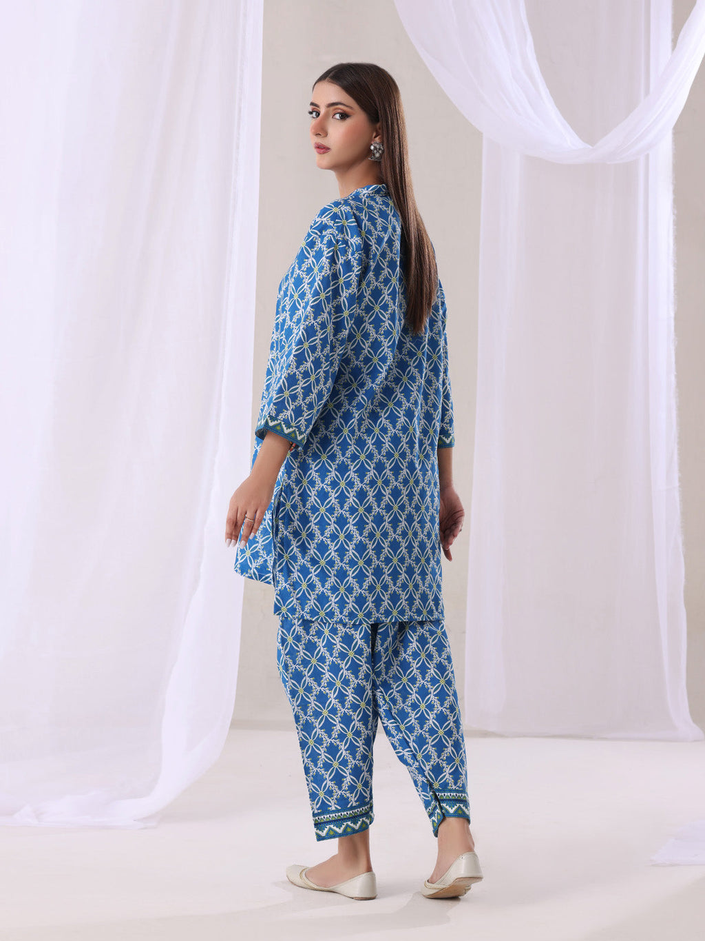 2Pc Printed Pret Shirt Trouser Lawn Blue - OW2P-2505052