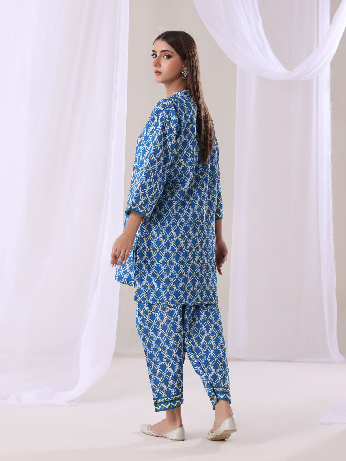2Pc Printed Pret Shirt Trouser Lawn Blue - OW2P-2505052