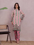 2Pc Printed Pret & Unstitched Shirt Trouser Lawn Green & Pink