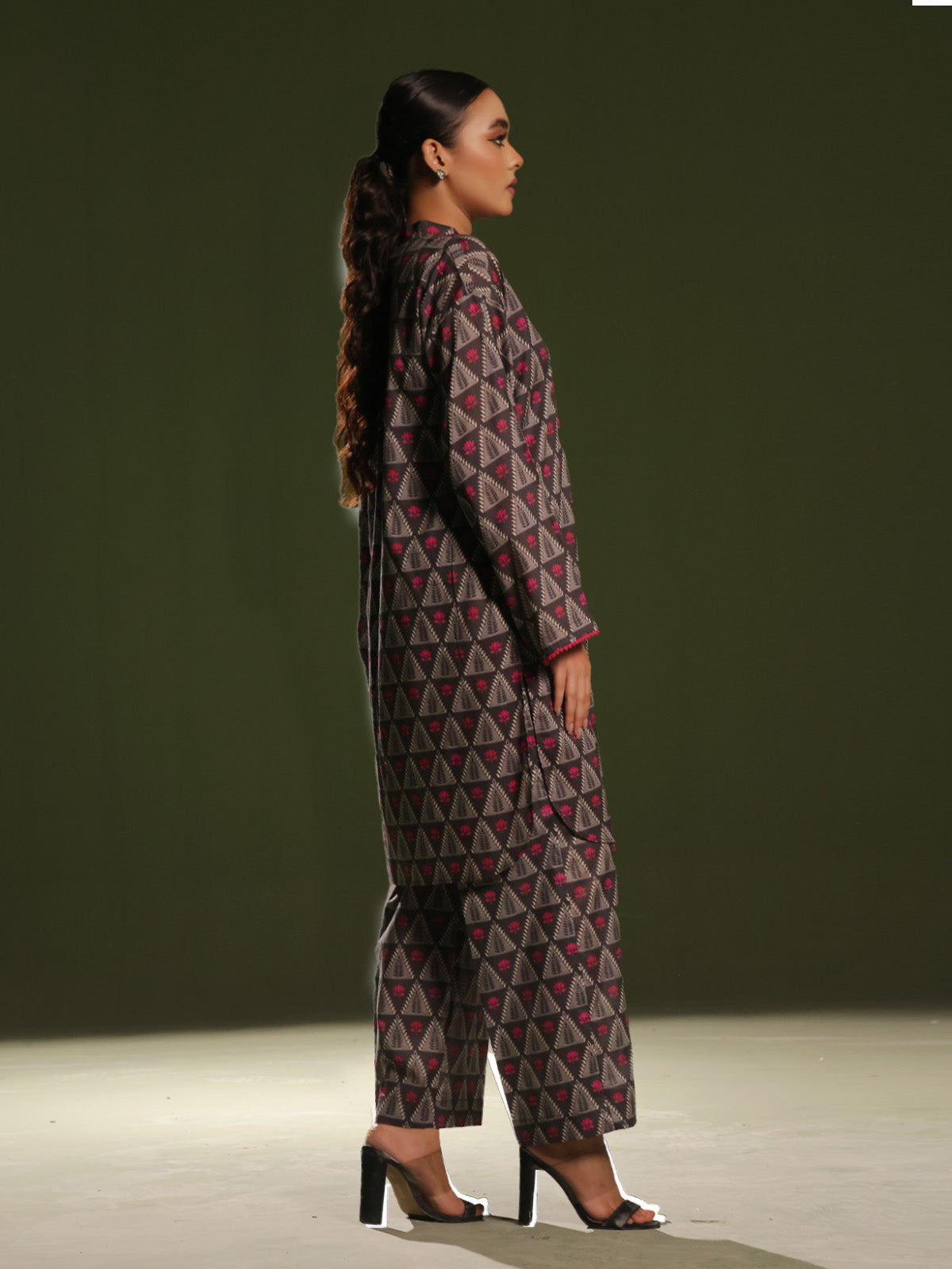 2Pc Printed Unstitched Cambric Black - OC2PT-6249-A