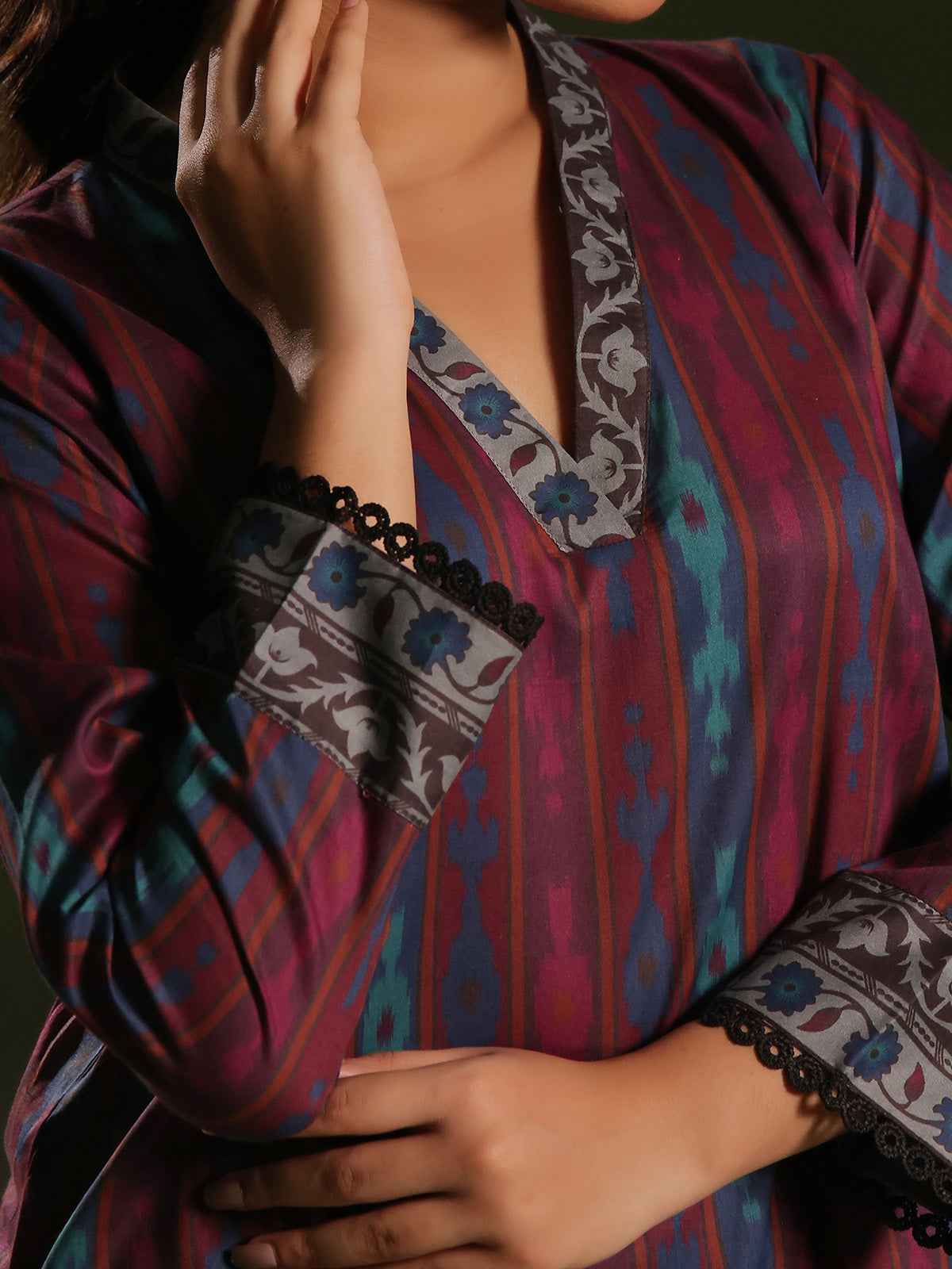 2Pc Printed Unstitched Cambric Pulm - OC2PT-6250-A