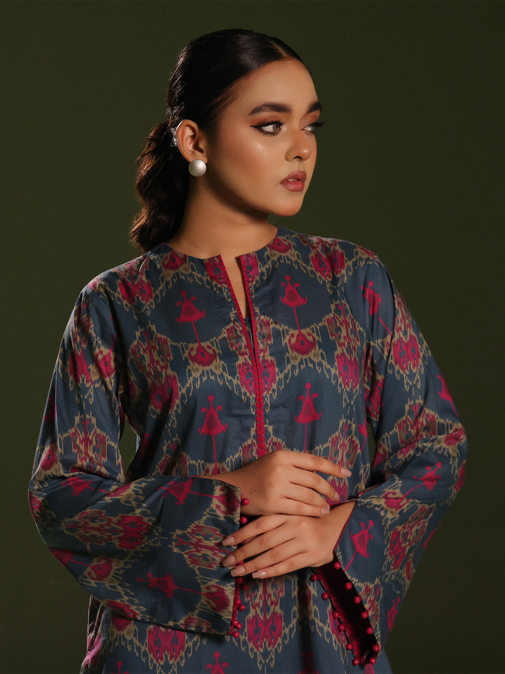 2Pc Printed Unstitched Cambric Blue - OC2PT-6252-A