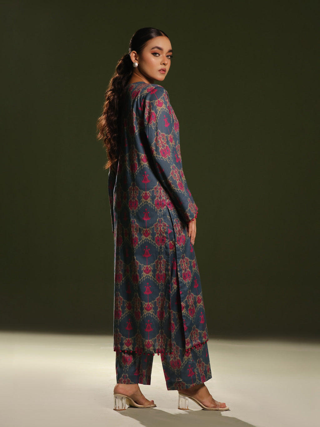 2Pc Printed Unstitched Cambric Blue - OC2PT-6252-A
