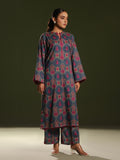 2Pc Printed Pret Shirt Trouser Cambric Blue/Pink - OW2P-2411003