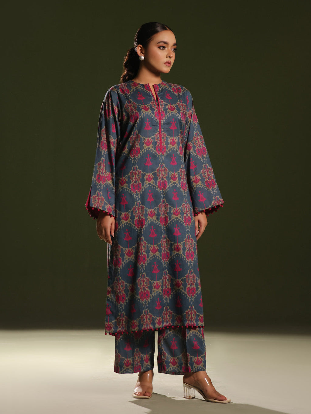 2Pc Printed Unstitched Cambric Blue - OC2PT-6252-A