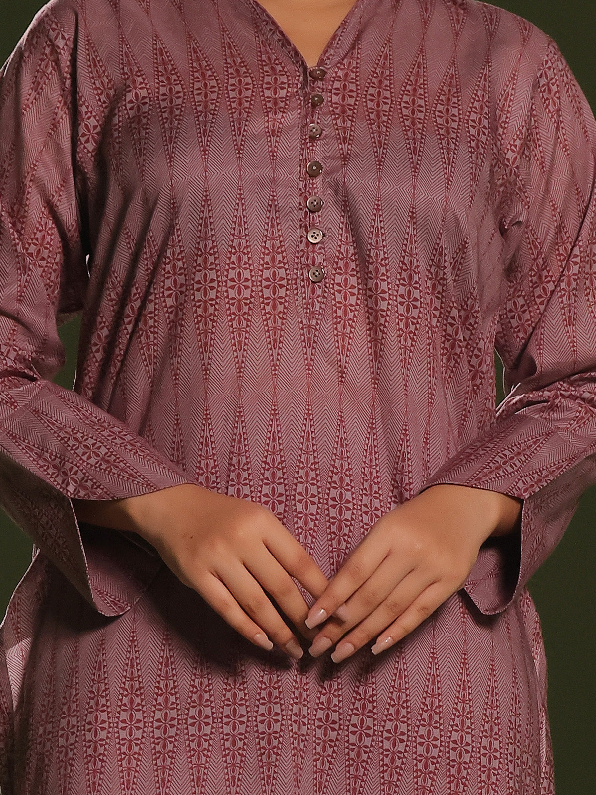 2Pc Printed Unstitched Cambric Red - OC2PT-6274-A