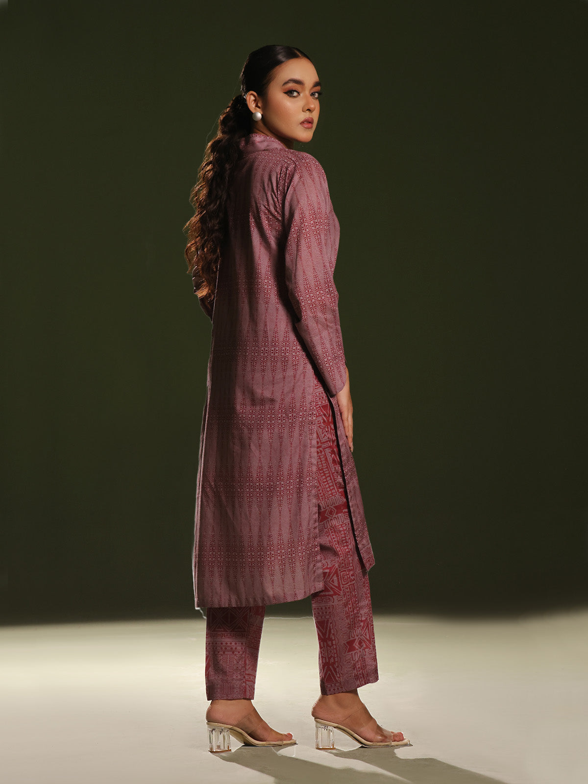 2Pc Printed Unstitched Cambric Red - OC2PT-6274-A