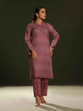 2Pc Printed Pret Shirt Trouser Cambric Maroon - OW2P-2411005