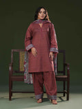 3Pc Printed Pret Suit Cambric Brown - OW3P-2411014