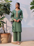 2Pc Solid Embroidered Pret Shirt Trouser Khaddar Green - OWE2P-2408006