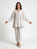 1Pc Printed Fusion Top Seer Sucker White & Purple - OWTP-2607009