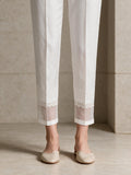 Women White Silk Blend Trouser - OWCP-2208029-1