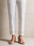 Women White Silk Blend Trouser - OWSP-2208030-1