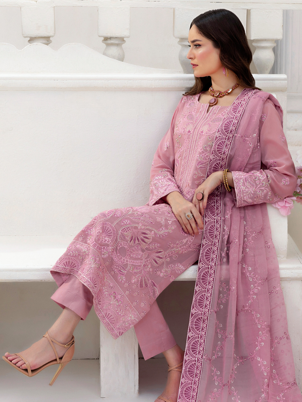 Sobia Mir Soft Pink Luxury Embroidered Suit