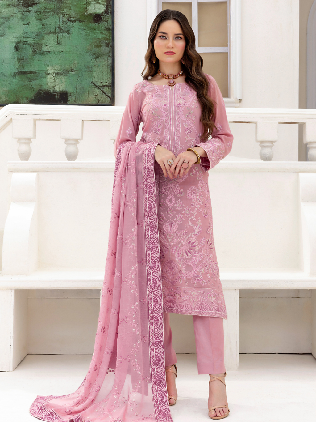 Sobia Mir Soft Pink Luxury Embroidered Suit