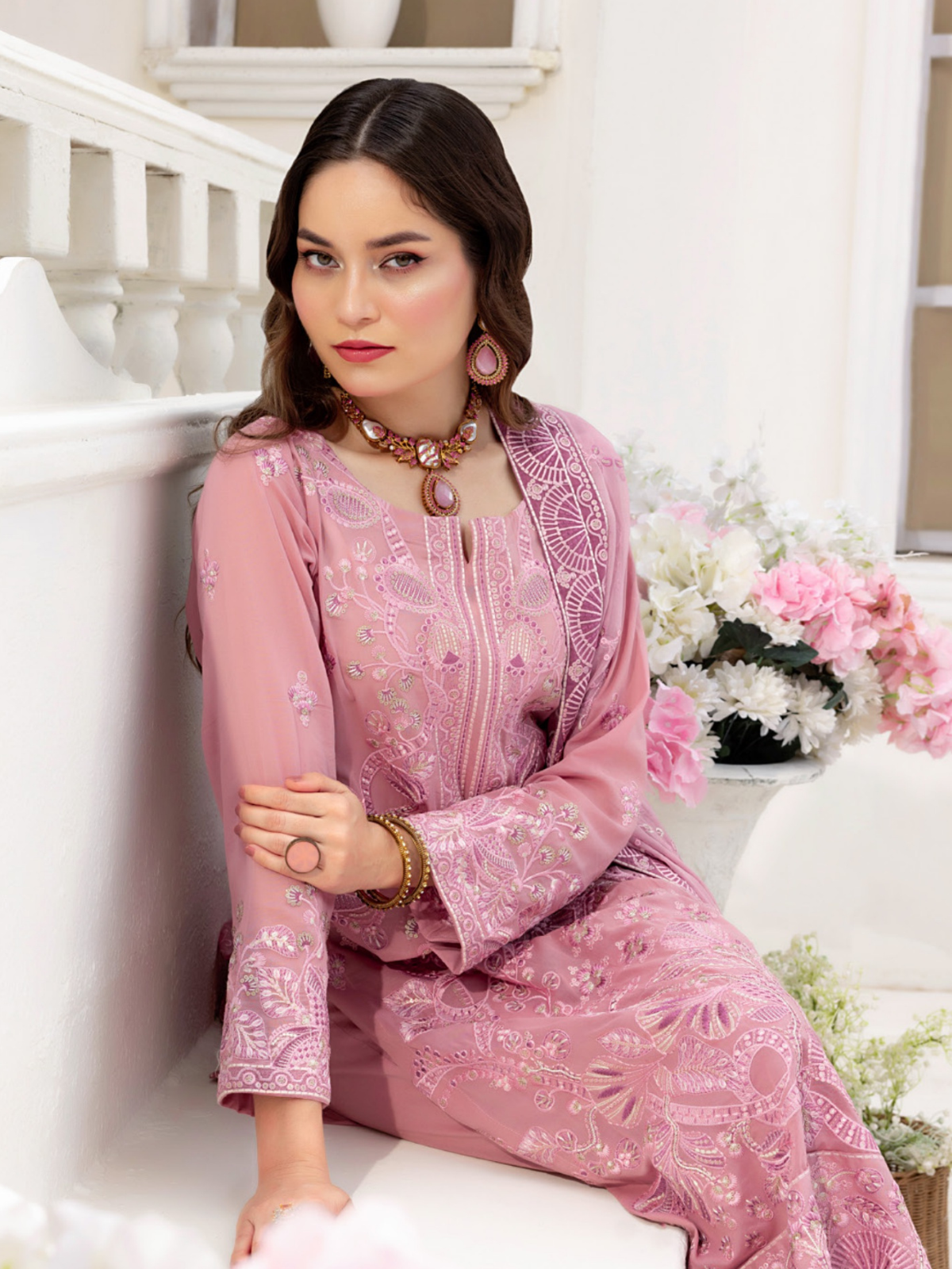 Sobia Mir Soft Pink Luxury Embroidered Suit