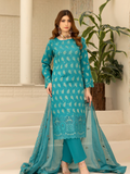 Wijdan Zarqash Gold Aqua Charm Embroidered Lawn Suit