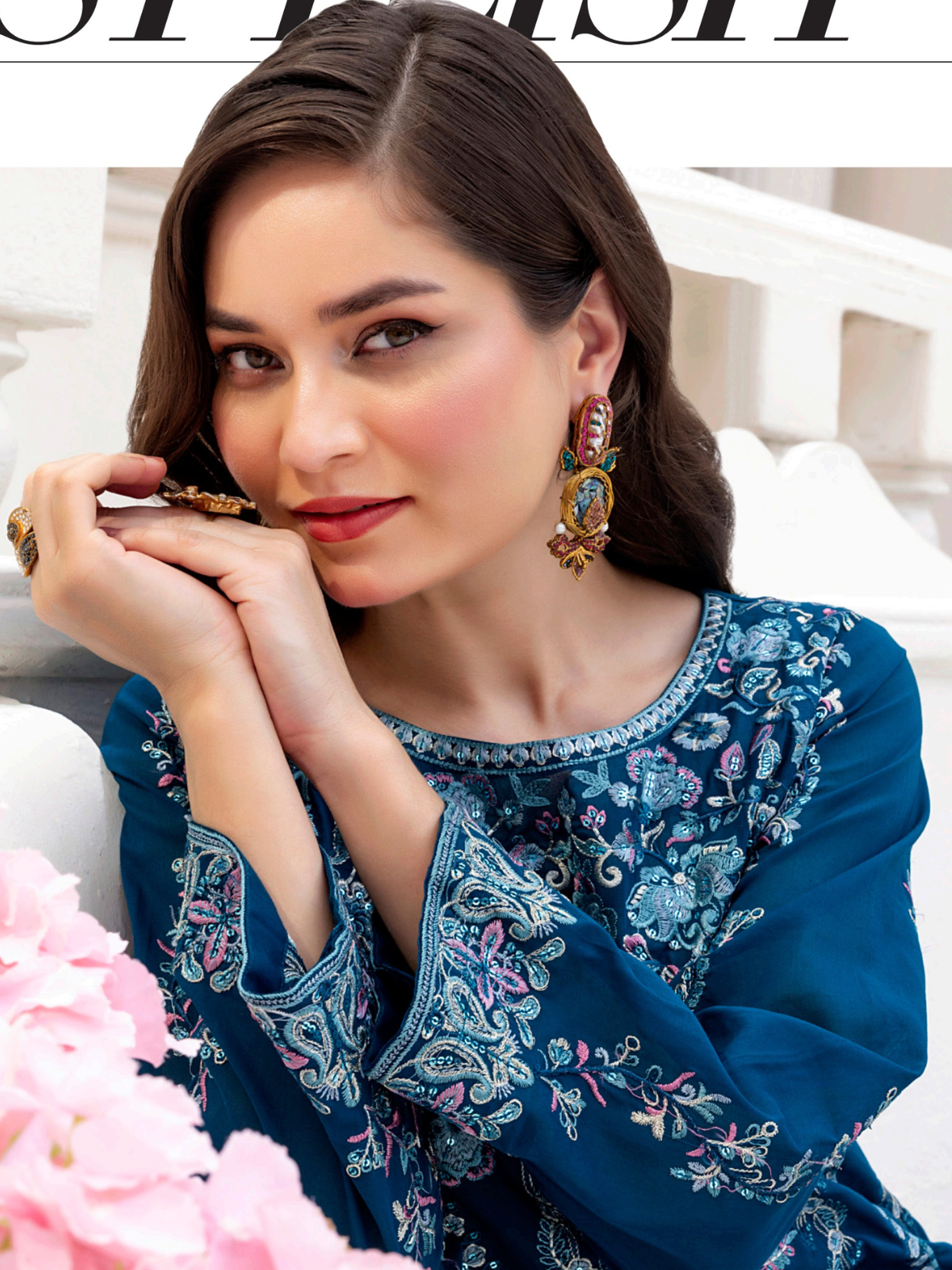 Sobia Mir Teal Blue Premium Festive Embroidered Suit