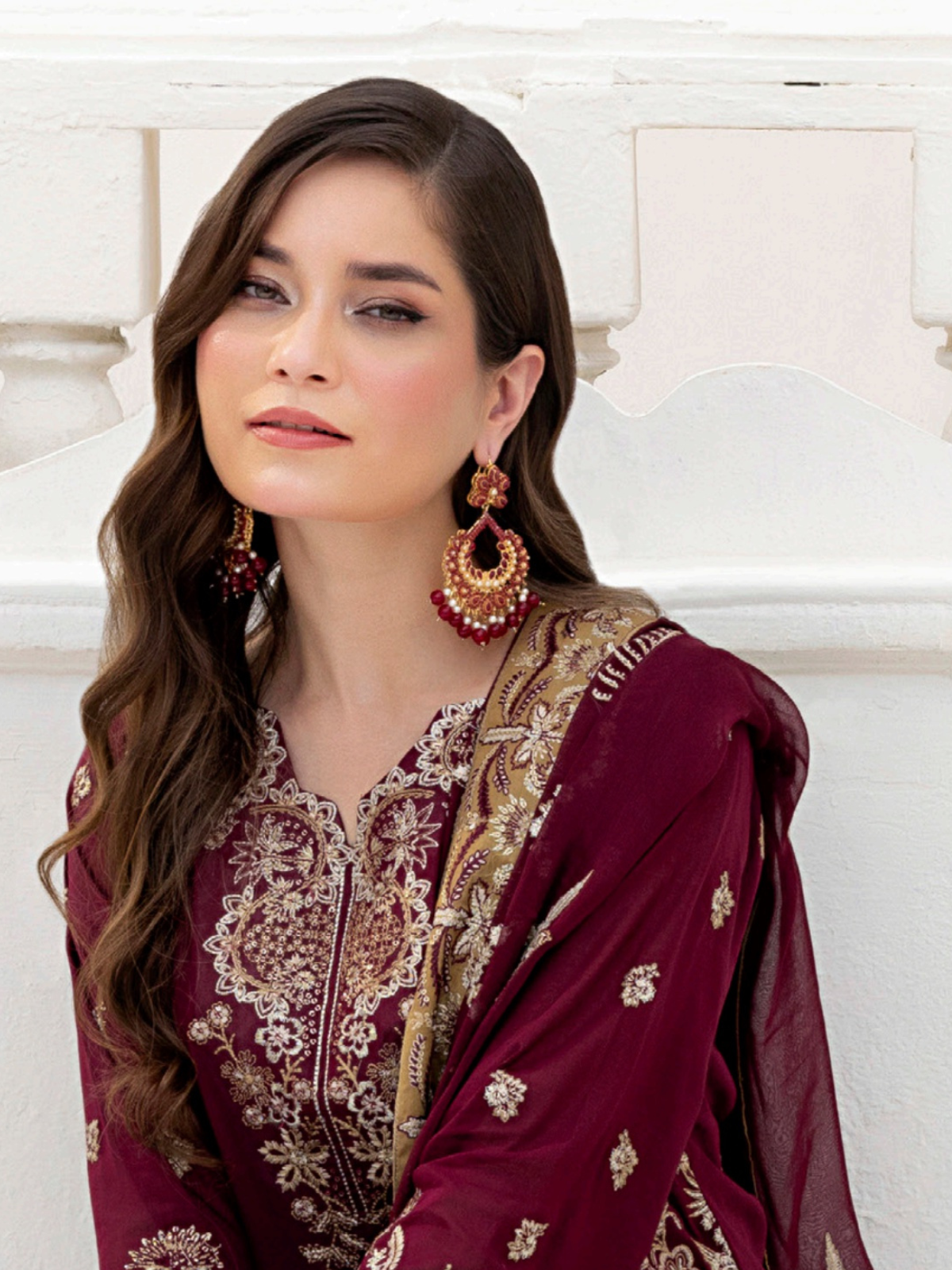 Sobia Mir Royal Maroon Festive Embroidered Suit
