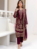 Sobia Mir Royal Maroon Festive Embroidered Suit