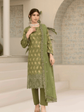 Wijdan Zarqash Gold Olive Serenity Embroidered Lawn Suit