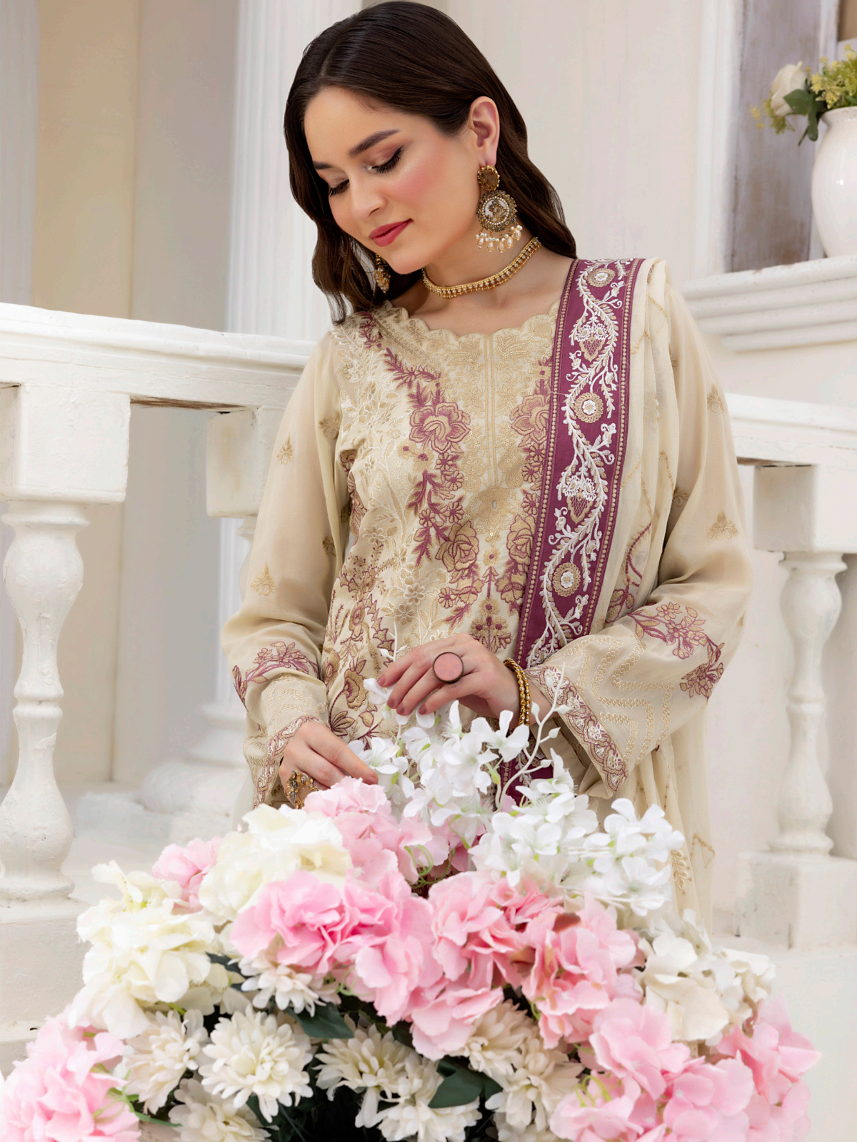 Sobia Mir Ivory White Minimal Luxury Embroidered Suit
