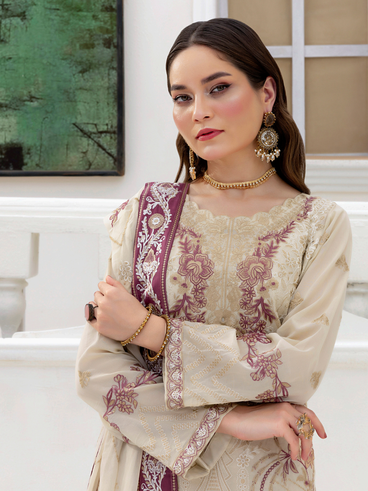Sobia Mir Ivory White Minimal Luxury Embroidered Suit