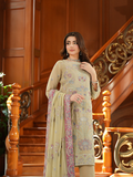 WIJDAN Exclusive Swiss Gold Embroidered Lawn Suit – Beige