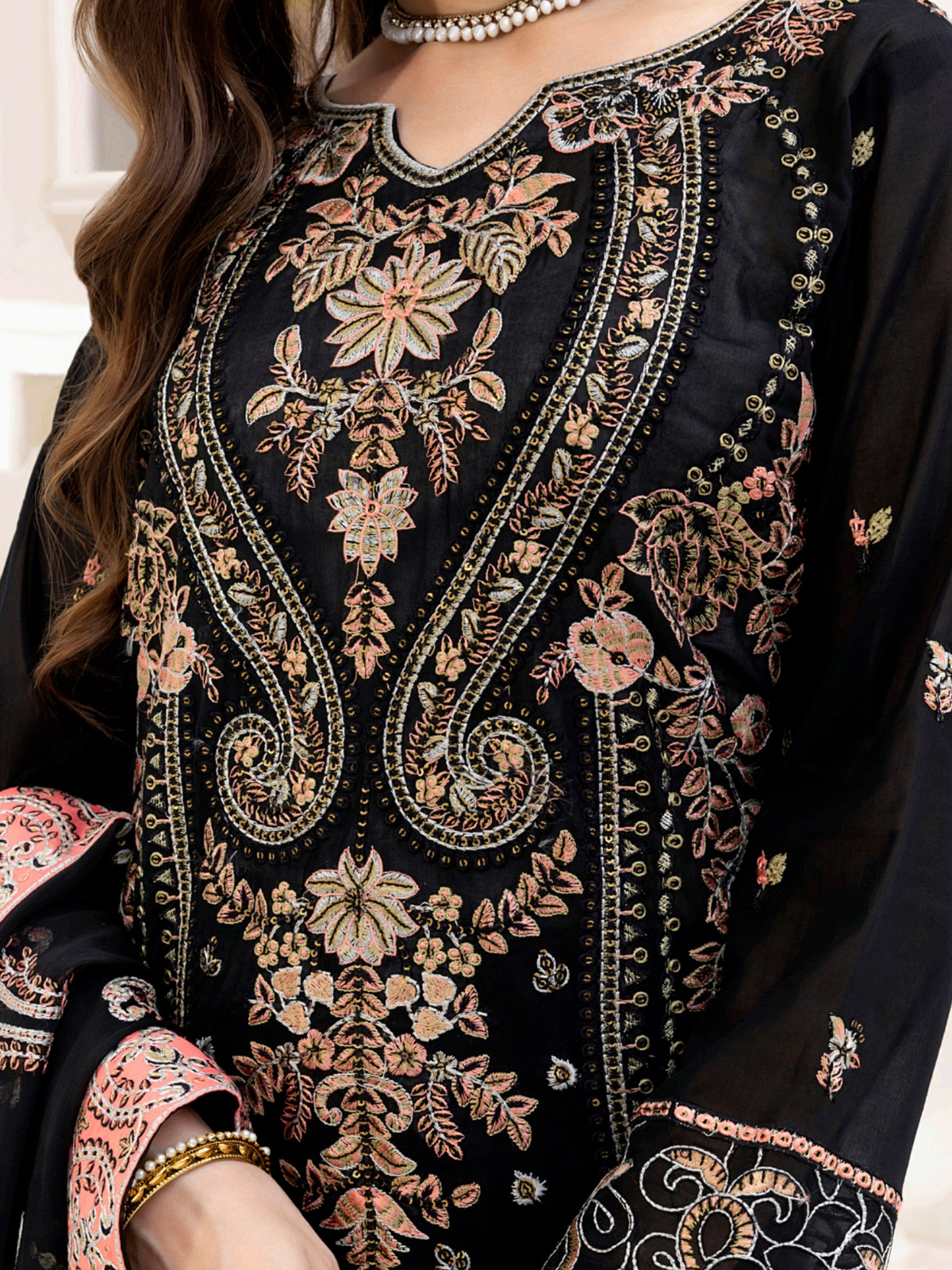 Sobia Mir Swiss Gold Black Luxury Embroidered Suit