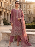 WIJDAN DHAMAK Premium Bana Dora Embroidered Suit – Dusty Rose