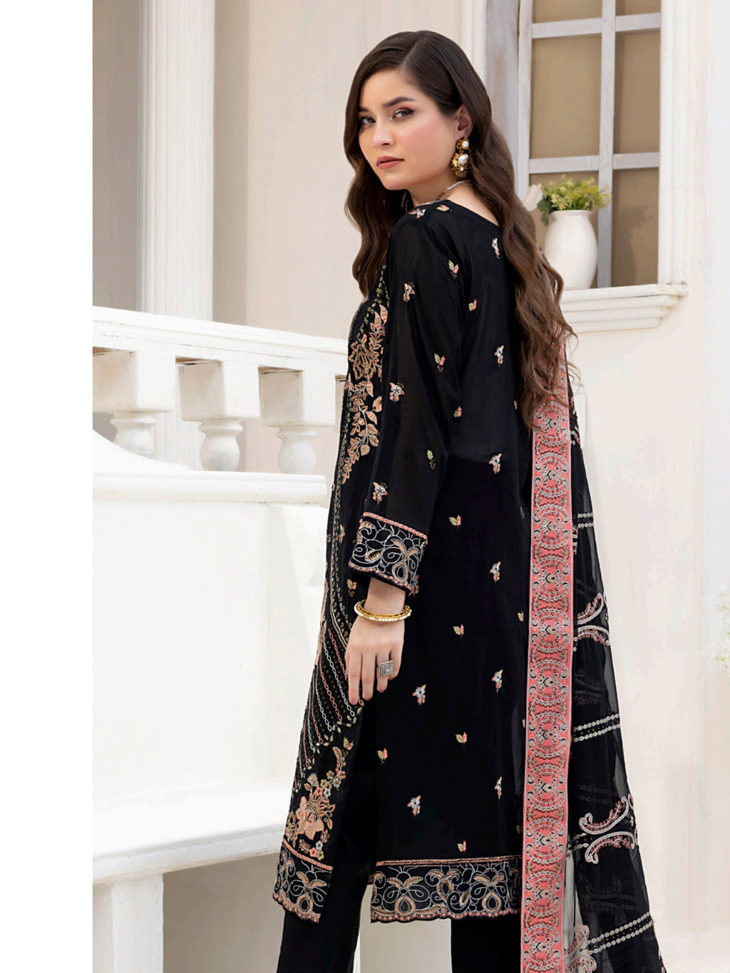 Sobia Mir Swiss Gold Black Luxury Embroidered Suit