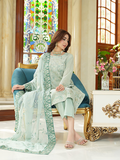 WIJDAN Exclusive Swiss Gold Embroidered Lawn Suit - Mint Green