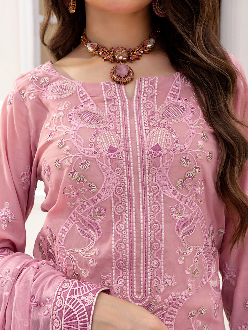 Sobia Mir Soft Pink Luxury Embroidered Suit