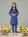 2Pc Embroidered Pret Shirt Trouser Dobby Blue - OGE2P-2405012