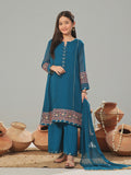3Pc Embroidered Suit Pret Dyed Chiffon Teal - OGE3P-2408026
