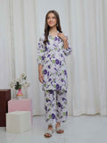 2Pc Printed Pret Shirt Trouser Lawn White & Purple - OG2P-2506011