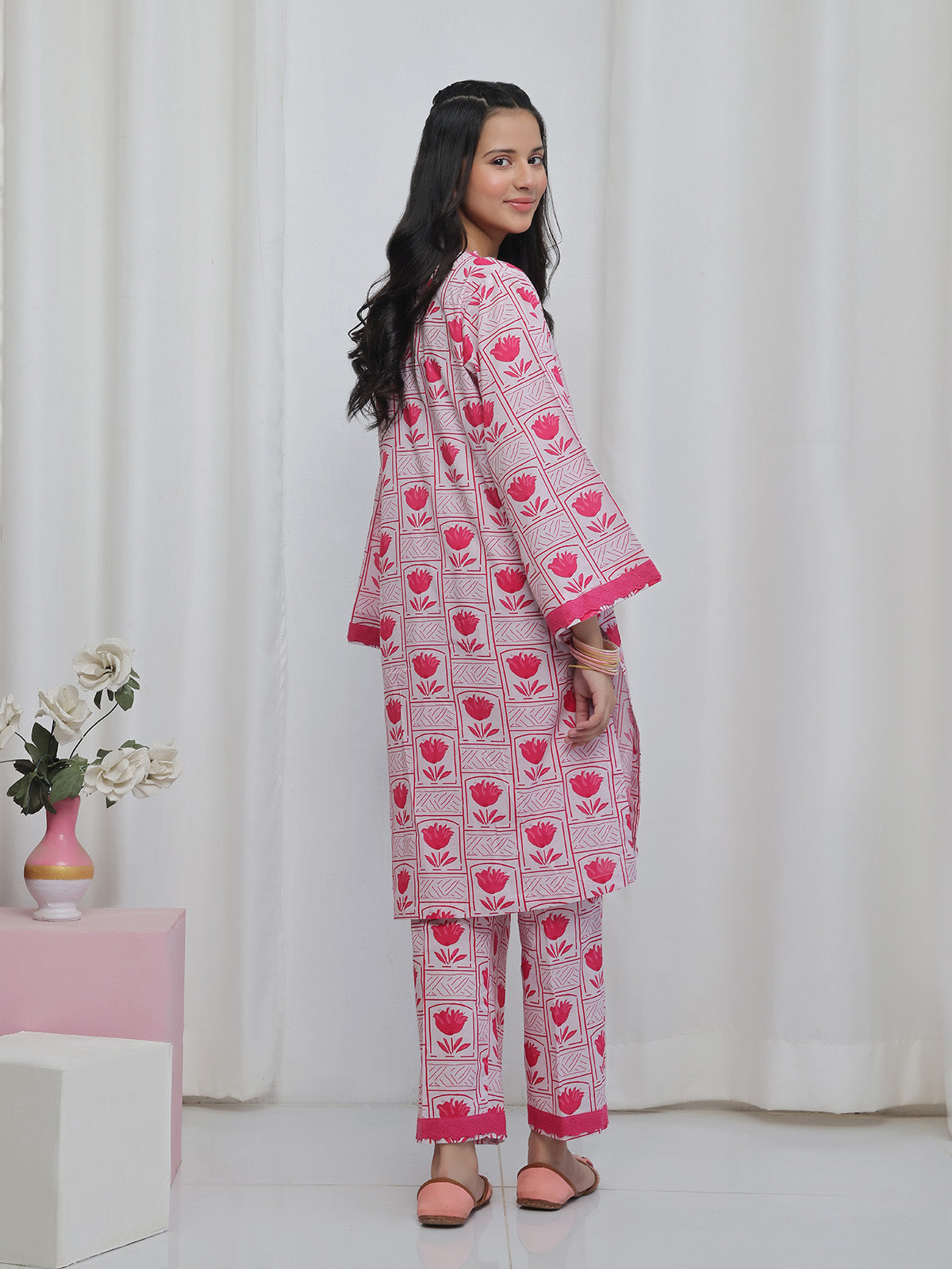 2Pc Printed Pret Shirt Trouser Lawn Pink - OG2P-2506012
