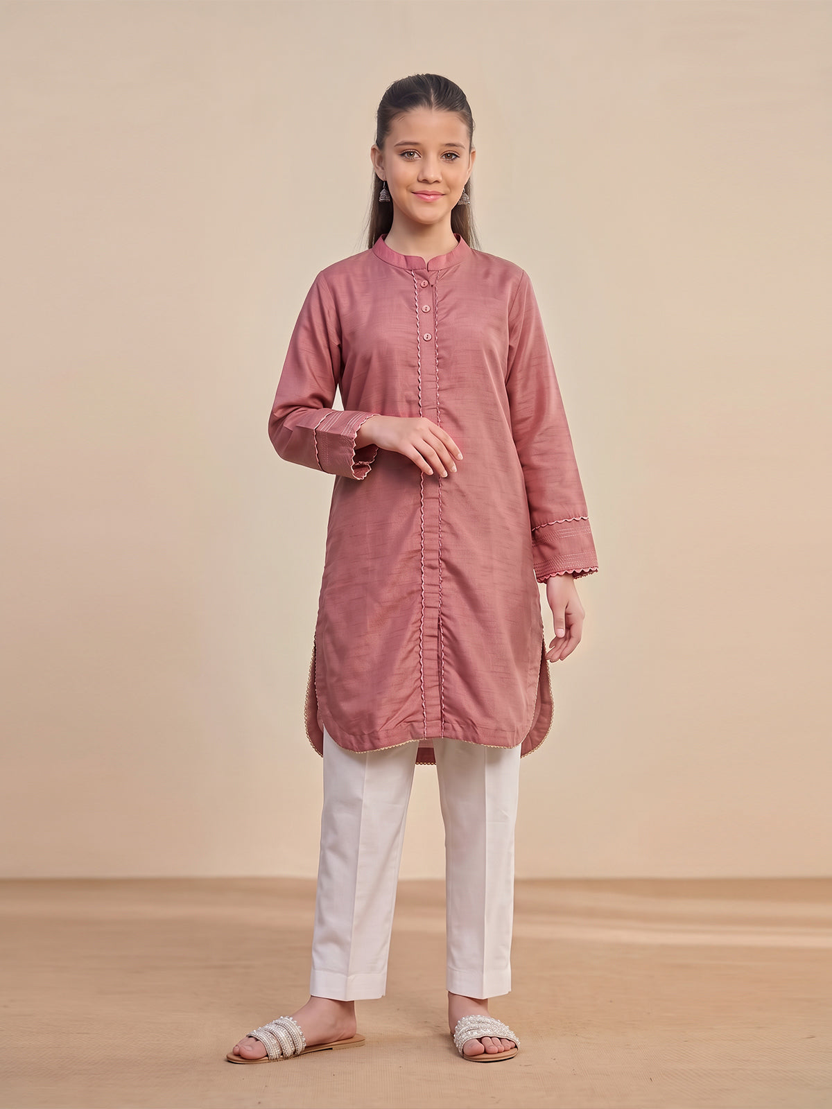 1Pc Dyed Pret Kurti Cotton Silk Magenta - OGKTG-25078
