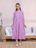1Pc Printed Pret Kurti Lawn Pink & ferozi - OGKT-2412063