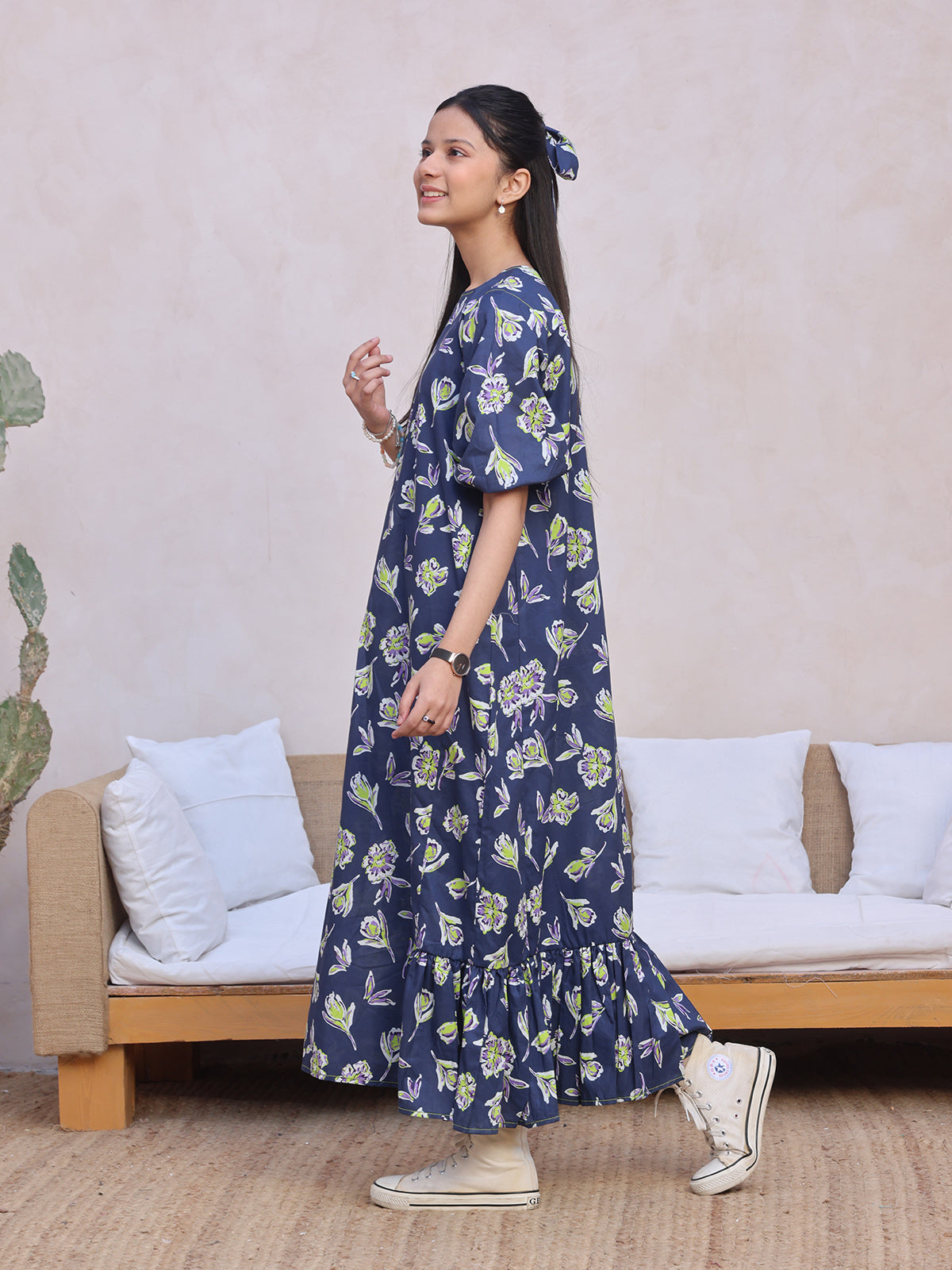 1Pc Printed Pret Kurti Lawn Blue - OGKT-2412061