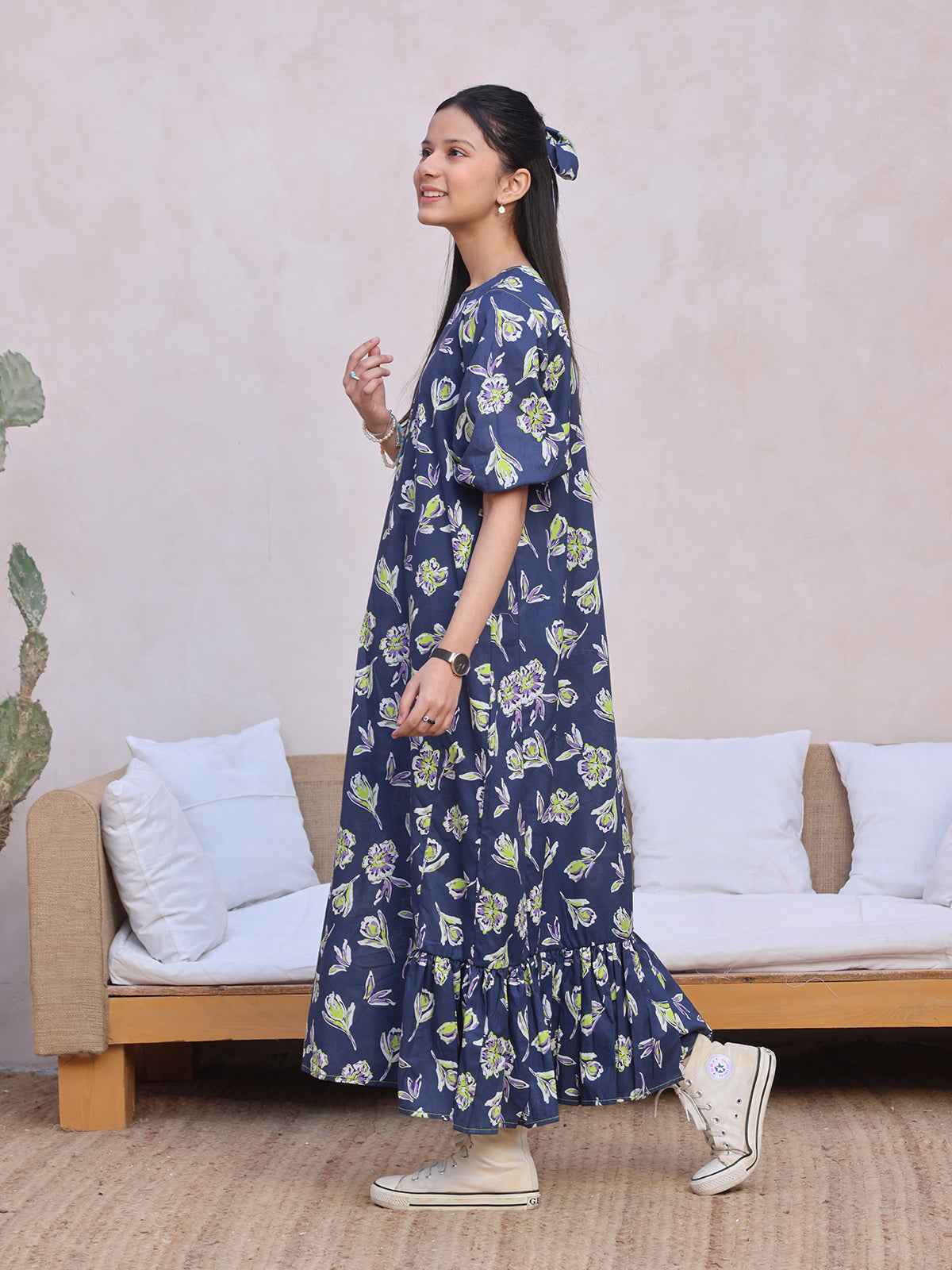 1Pc Printed Pret Kurti Lawn Blue - OGKT-2412061