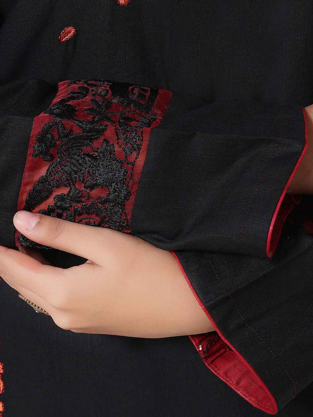 2Pcs Embroidered Pret Shirt Trouser Khaddar Black - OWE2P-25120001-NR-01