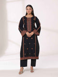 2Pcs Embroidered Pret Shirt Trouser Khaddar Black - OWE2P-25120002-NR-02