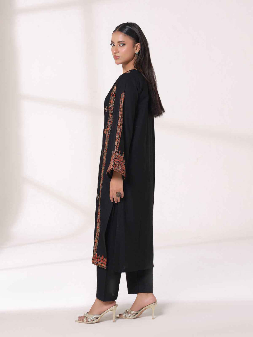 2Pcs Embroidered Pret Shirt Trouser Khaddar Black - OWE2P-25120002-NR-02