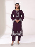 2Pcs Embroidered Pret Shirt Trouser Khaddar Purple - OWE2P-25120003-NR-03