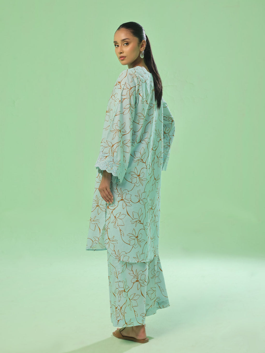 2Pc Embroidered Pret Shirt Trouser Lawn Ferozi - OWE2P-2505047