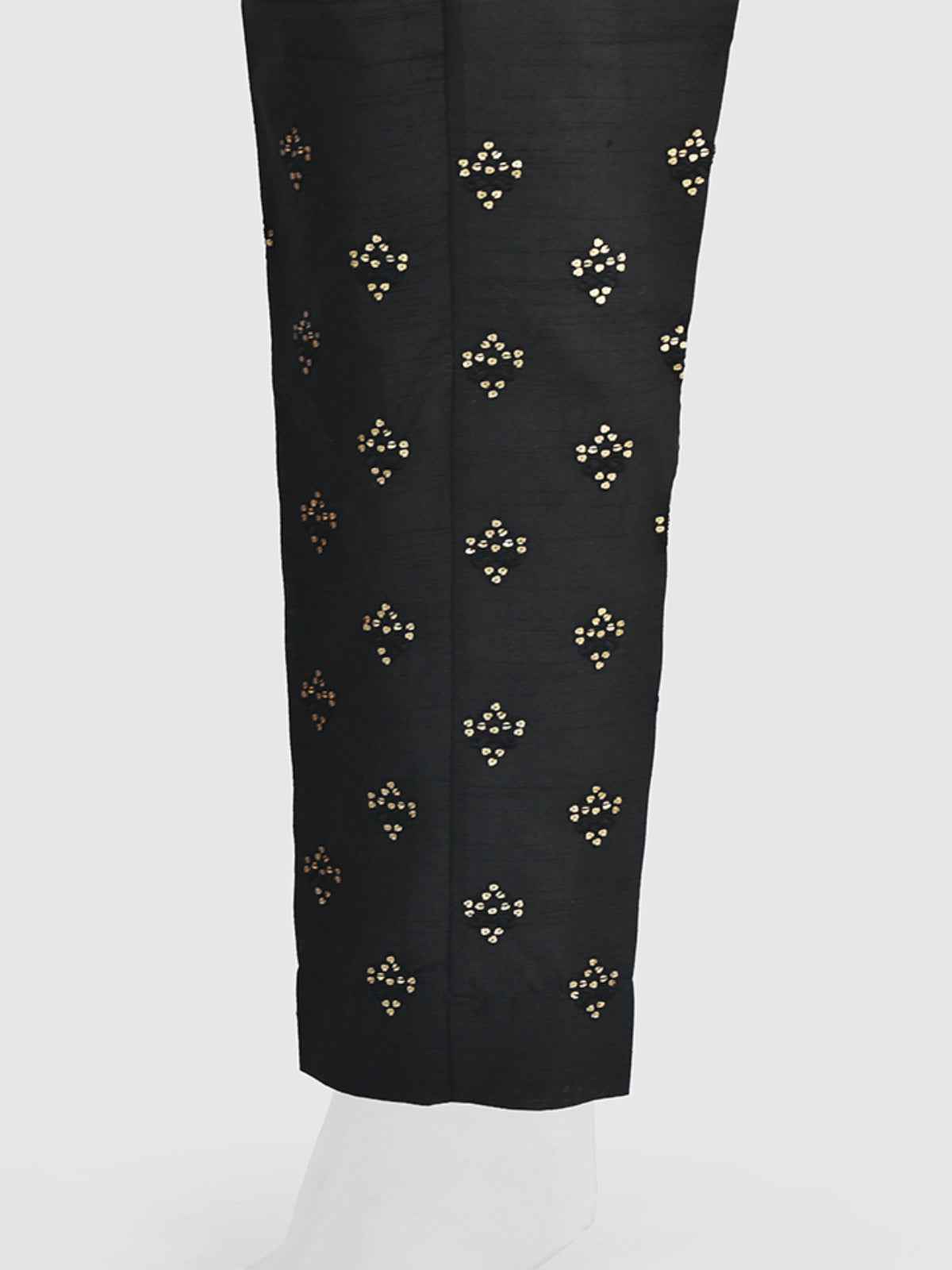 Women Black Cotton Silk Embroidered Trouser - OWESP-2301024