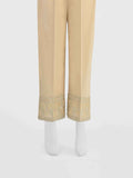 Women Beige Cambric Embroidered Trouser - OWESP-2301030-1