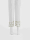 Women White Cambric Embroidered Trouser - OWESP-2301030